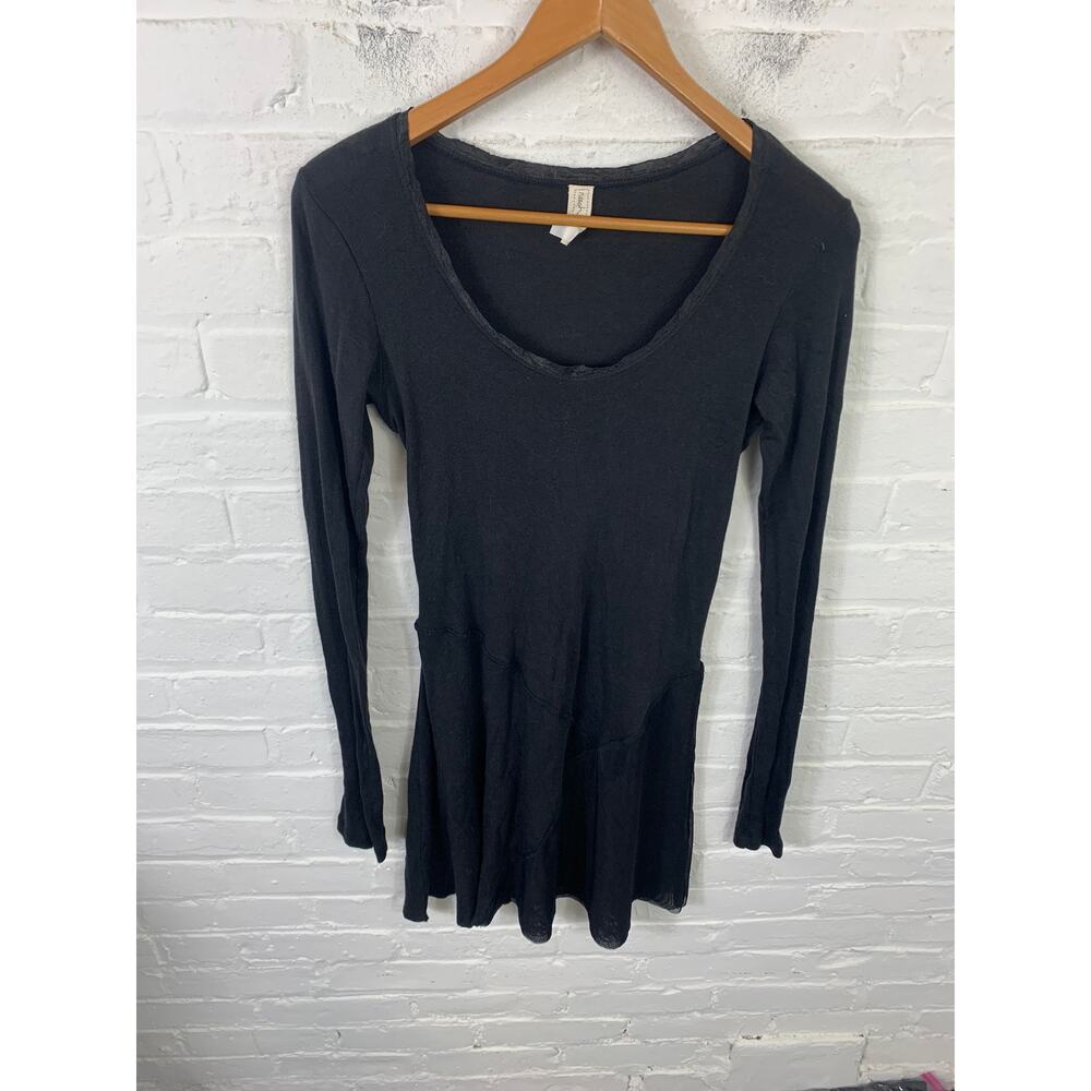 Neesh by D.A.R. Women's Scoop Neck Long Sleeve Shirt Dress Solid Black Size S